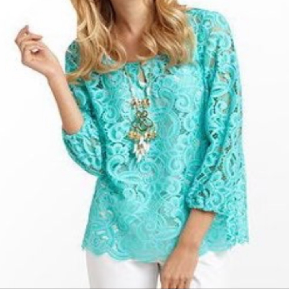 Lilly Pulitzer Turquoise Lace Top
